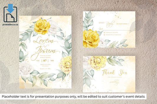 1031 Set of Yellow Florals Frame Wedding Card