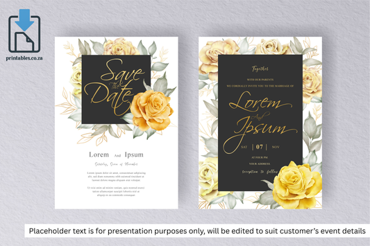 1063 Set of Yellow Florals Frame Wedding Card
