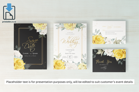 1131 Set of Yellow Florals Frame Wedding Card