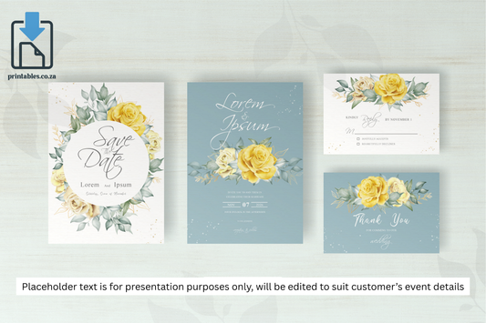 1174 Set of Yellow Florals Frame Wedding Card