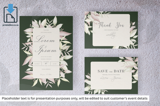 118 Foliage Frame Wedding Invitation Set