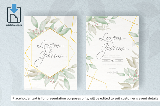 127 Foliage Frame Wedding Invitation Set