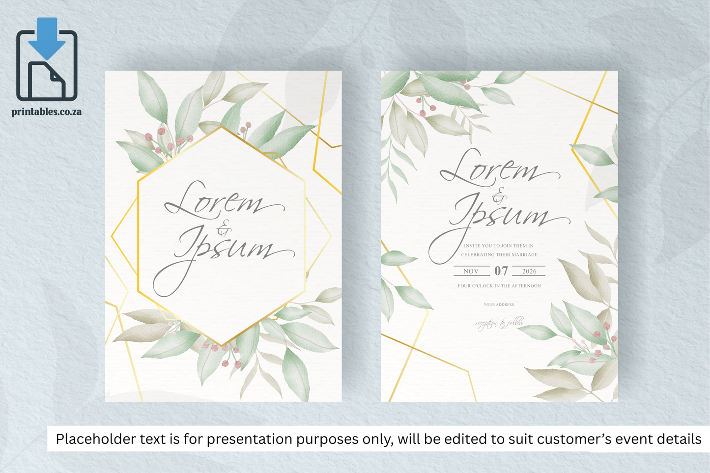 127 Foliage Frame for Wedding Invitation Set