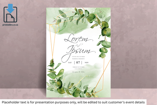 160 Watercolor Eucalyptus Frame Wedding Card