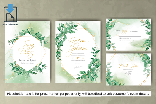 172 Watercolor Eucalyptus Frame Wedding Card Set