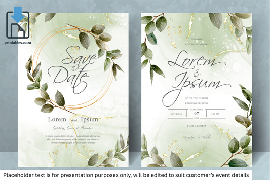 200 Watercolor Foliage Frame Wedding Invitation Set