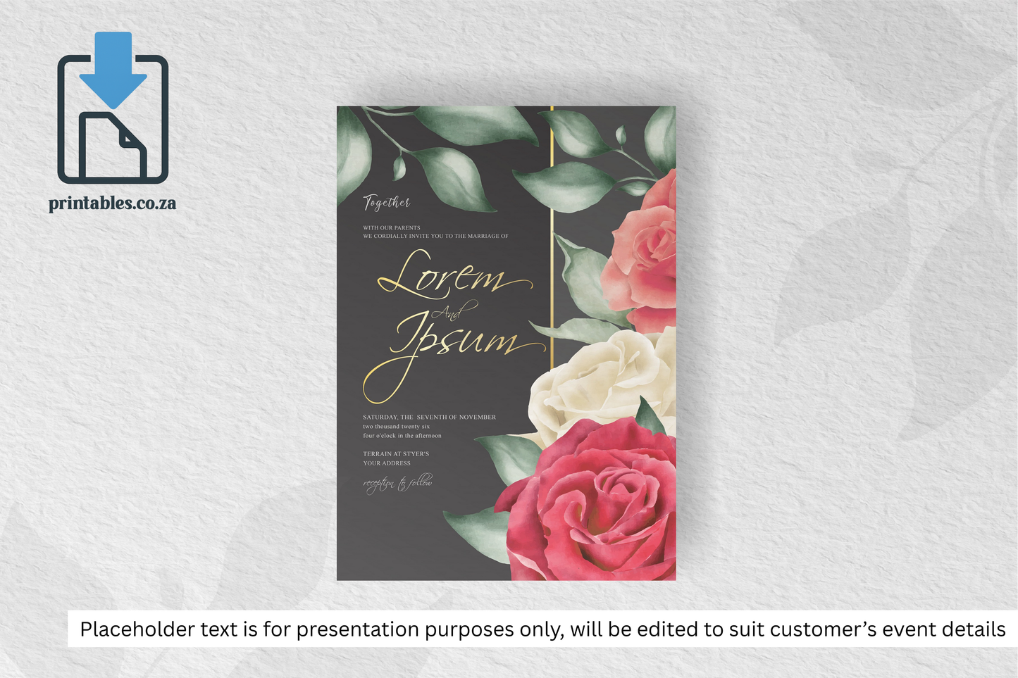 278 Elegant Floral Frame Wedding Invitation