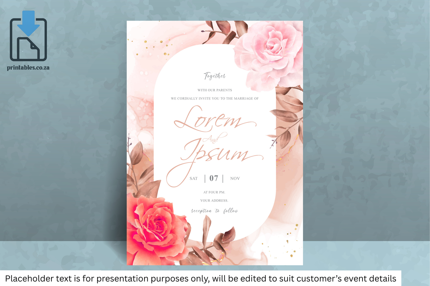 280 Elegant Floral Frame Wedding Invitation Card