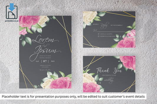 287 Watercolor Floral Frame Wedding Card Set