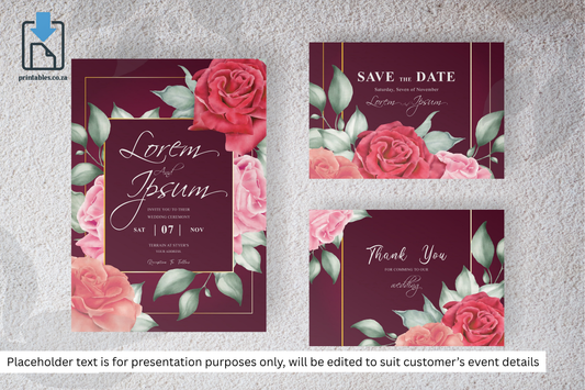 308 Watercolor Floral Frame Wedding Card Set