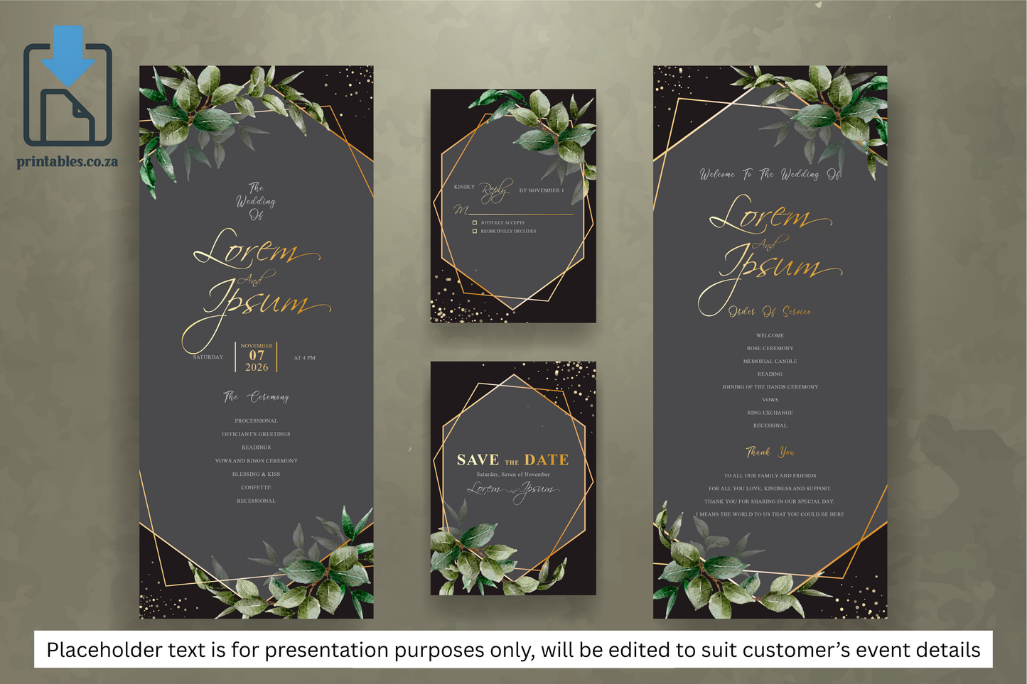 313 Elegant Watercolor Floral Wedding Invitation Set