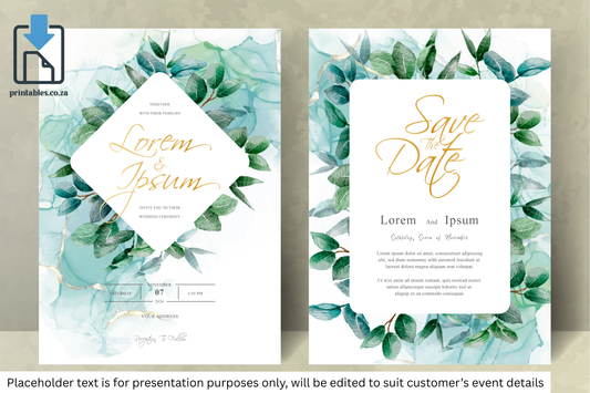 316 Elegant Watercolor Floral Wedding Invitation Set