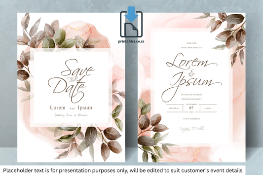 330 Elegant Watercolor Floral Wedding Invitation Set