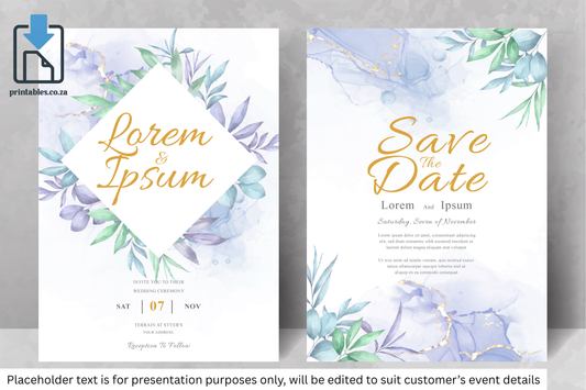401 Elegant Floral Frame Wedding Invitation Card Set