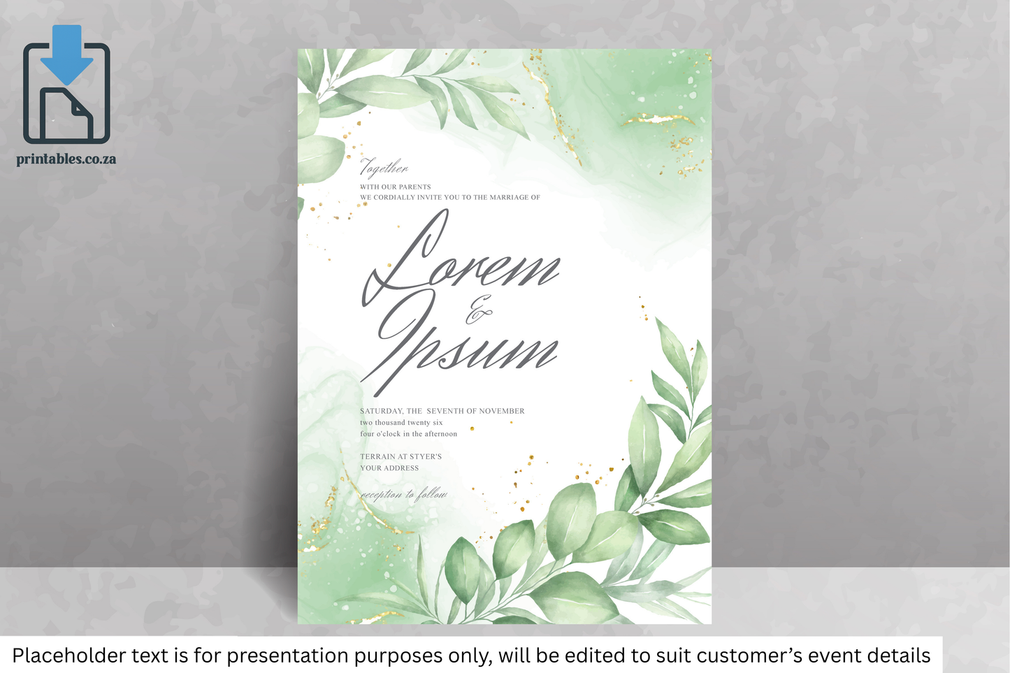 414 Elegant Watercolor Floral Wedding Invitation