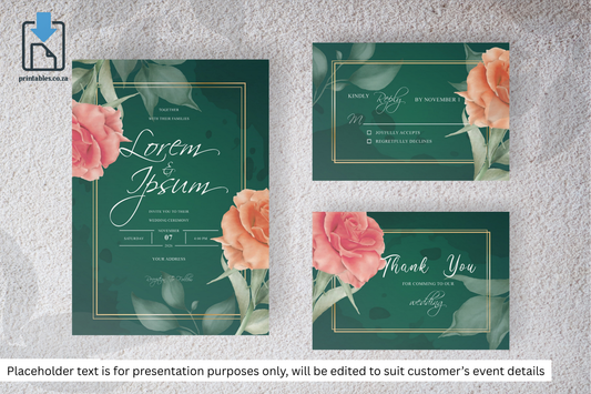 423 Elegant Watercolor Floral Wedding Card Set