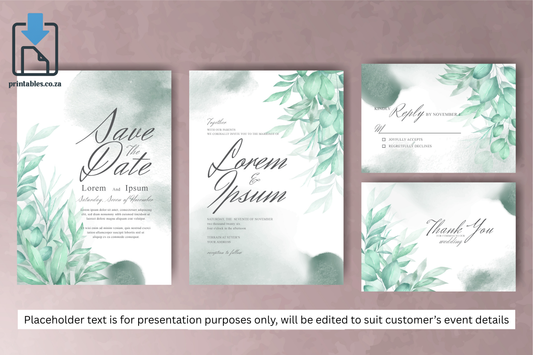 426 Elegant Watercolor Floral Wedding Invitation Set