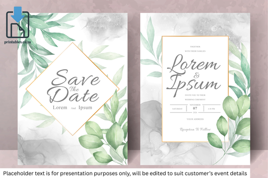 431 Elegant Floral Frame Wedding Invitation Card Set