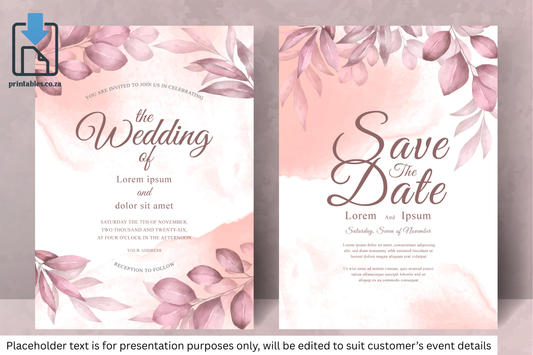 433 Elegant Watercolor Floral Wedding Invitation Set