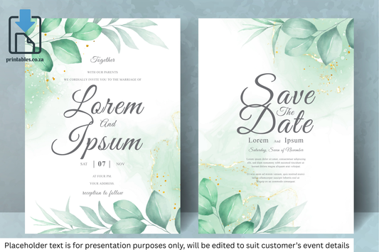 438 Elegant Watercolor Floral Wedding Invitation Set