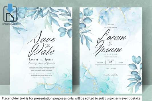 439 Elegant Watercolor Floral Wedding Invitation Set