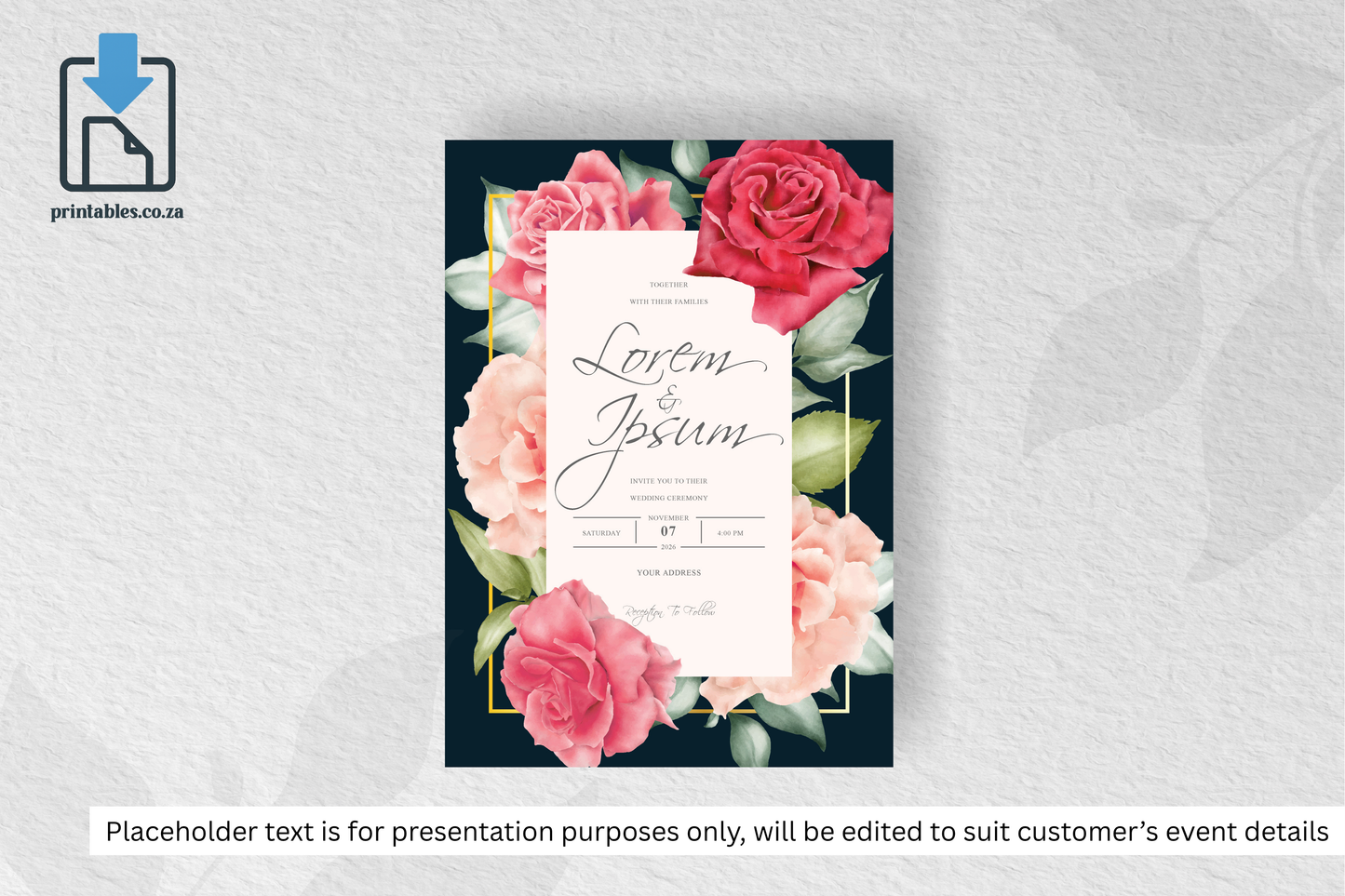 444 Simple Watercolor Floral Wedding Card