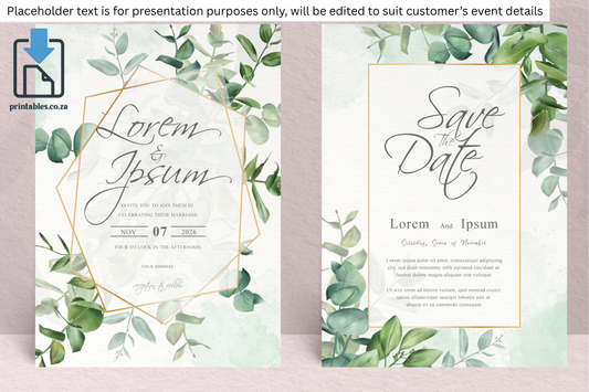 46 Watercolor Eucalyptus Frame Wedding Card Set