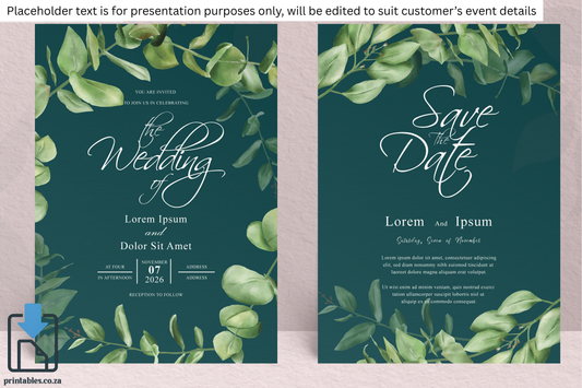 47 Watercolor Eucalyptus Frame Wedding Card Set