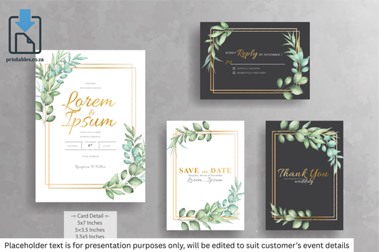 497 Elegant Floral Frame Wedding Invitation Card Set