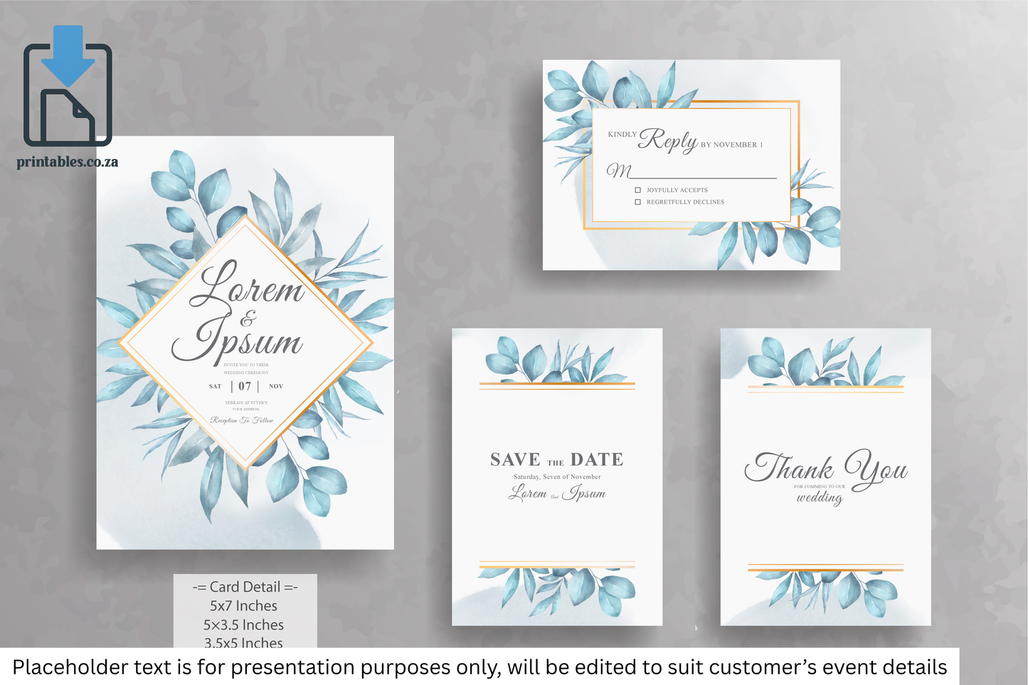 499 Elegant Floral Frame Wedding Invitation Card Set