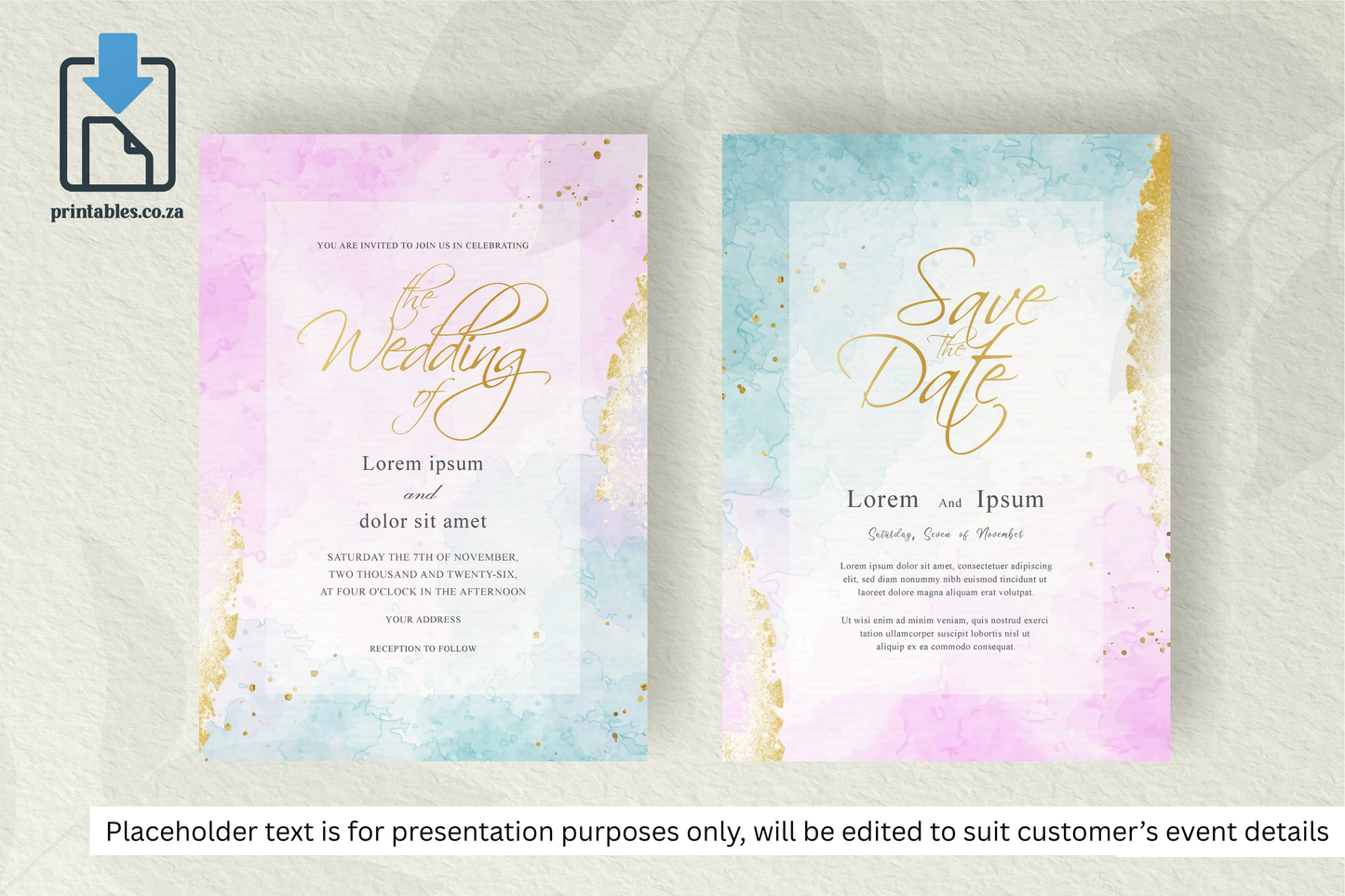 621 Abstract Wedding Invitation Set