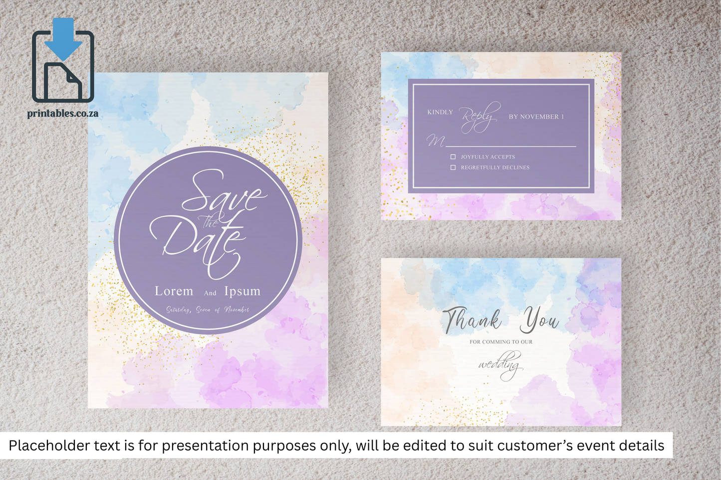640 Abstract Wedding Invitation Set