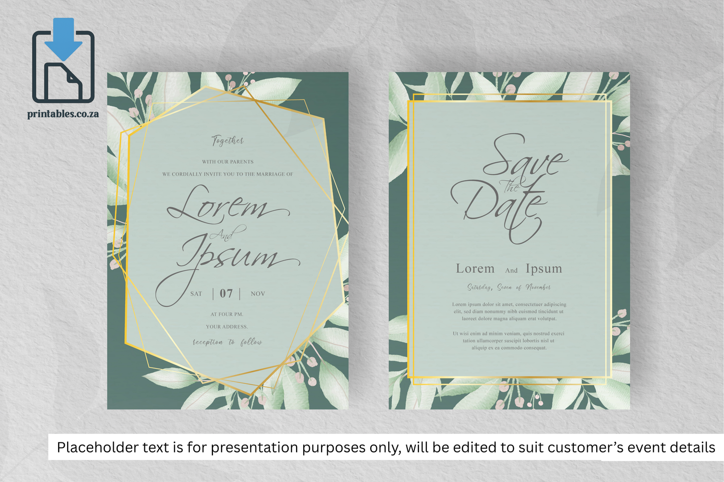 68 Foliage Frame Wedding Invitation Set
