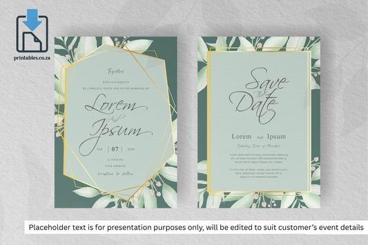 68 Foliage Frame Wedding Invitation Set