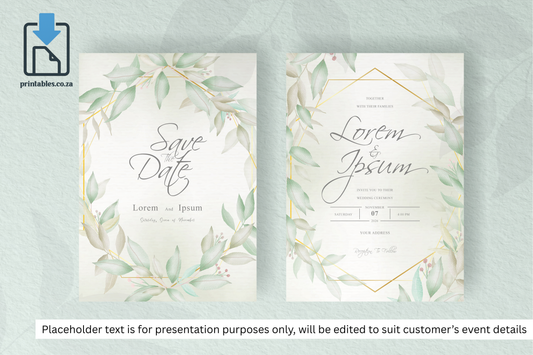 84 Foliage Frame Wedding Invitation Set