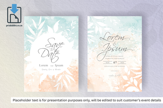 921 Simple Floral Frame Wedding Invitation Set