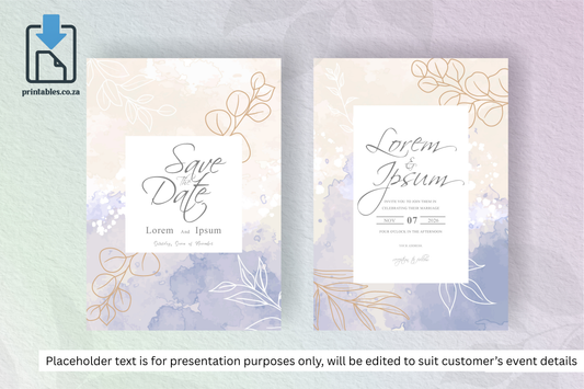 937 Simple Floral Frame Wedding Invitation Set