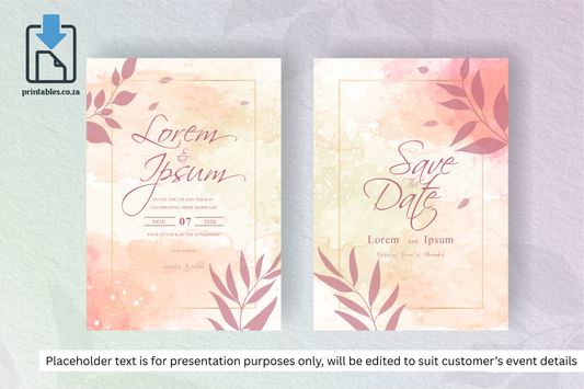 939 Simple Floral Frame Wedding Invitation Set