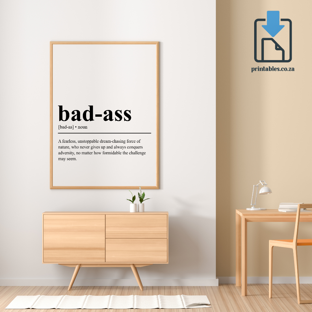 Badass Definition Wall Art, Badass Quote Decor, Printable Wall Art Gift for Home, PRINTABLE Wall Art, Digital Download