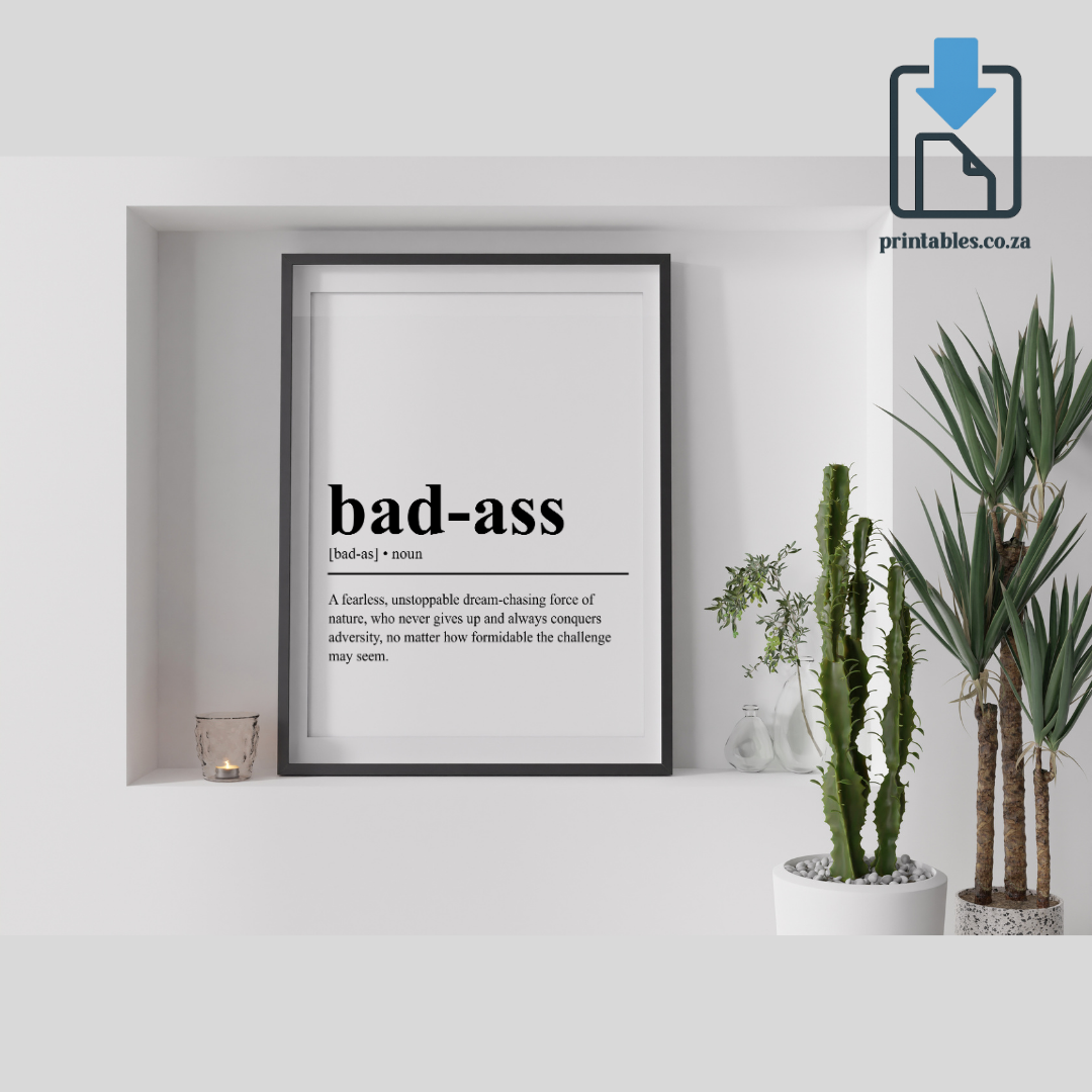 Badass Definition Wall Art, Badass Quote Decor, Printable Wall Art Gift for Home, PRINTABLE Wall Art, Digital Download