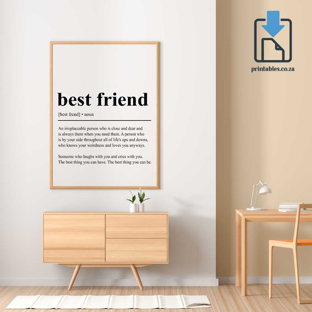 Best Friend Definition Wall Art, Best Friend Quote Decor, Printable Wall Art Gift for Home, PRINTABLE Wall Art, Digital Download