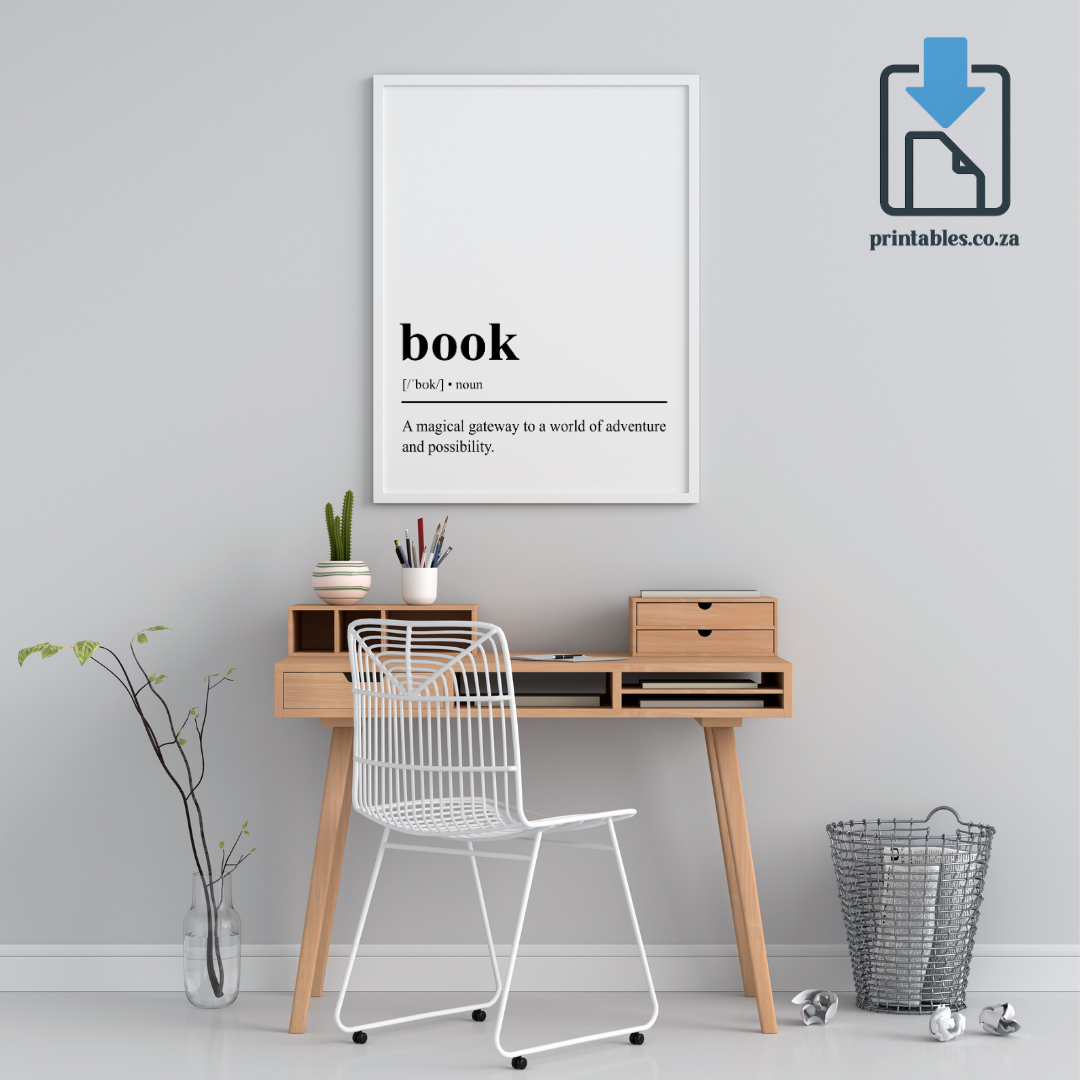 Book Definition Wall Art, Book Quote Decor, Printable Wall Art Gift for Home, PRINTABLE Wall Art, Digital Download