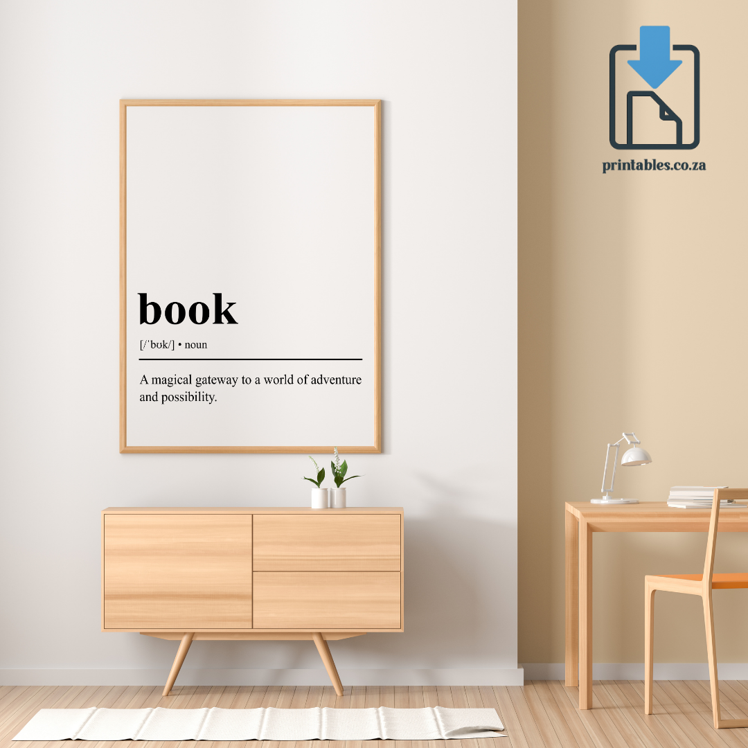Book Definition Wall Art, Book Quote Decor, Printable Wall Art Gift for Home, PRINTABLE Wall Art, Digital Download