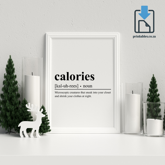 Calories Definition Wall Art, Quote Decor, Printable Wall Art Gift for Home, PRINTABLE Wall Art, Digital Download