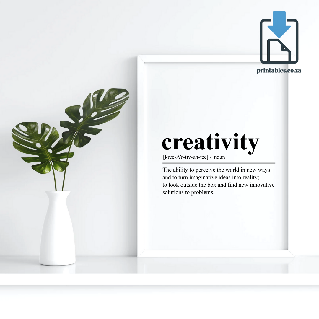 Creativity Definition Wall Art, Quote Decor, Printable Wall Art Gift for Home, PRINTABLE Wall Art, Digital Download