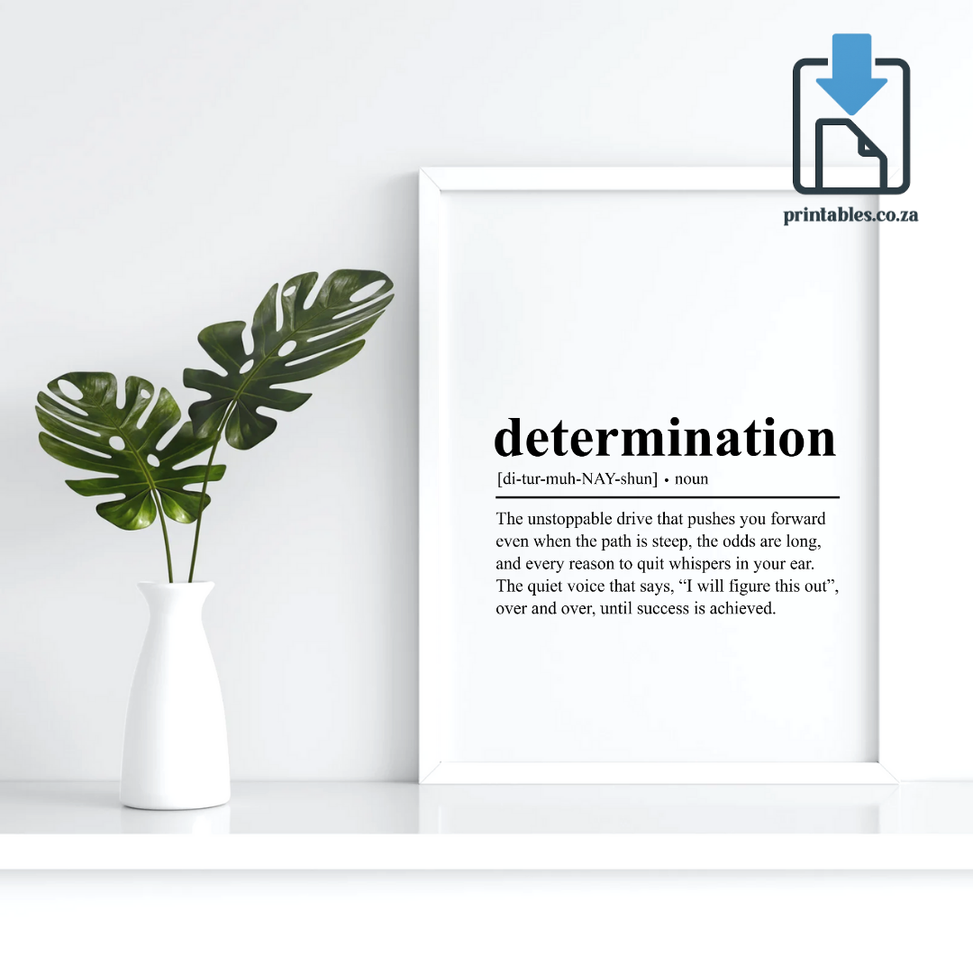 Determination Definition Wall Art, Quote Decor, Printable Wall Art Gift for Home, PRINTABLE Wall Art, Digital Download