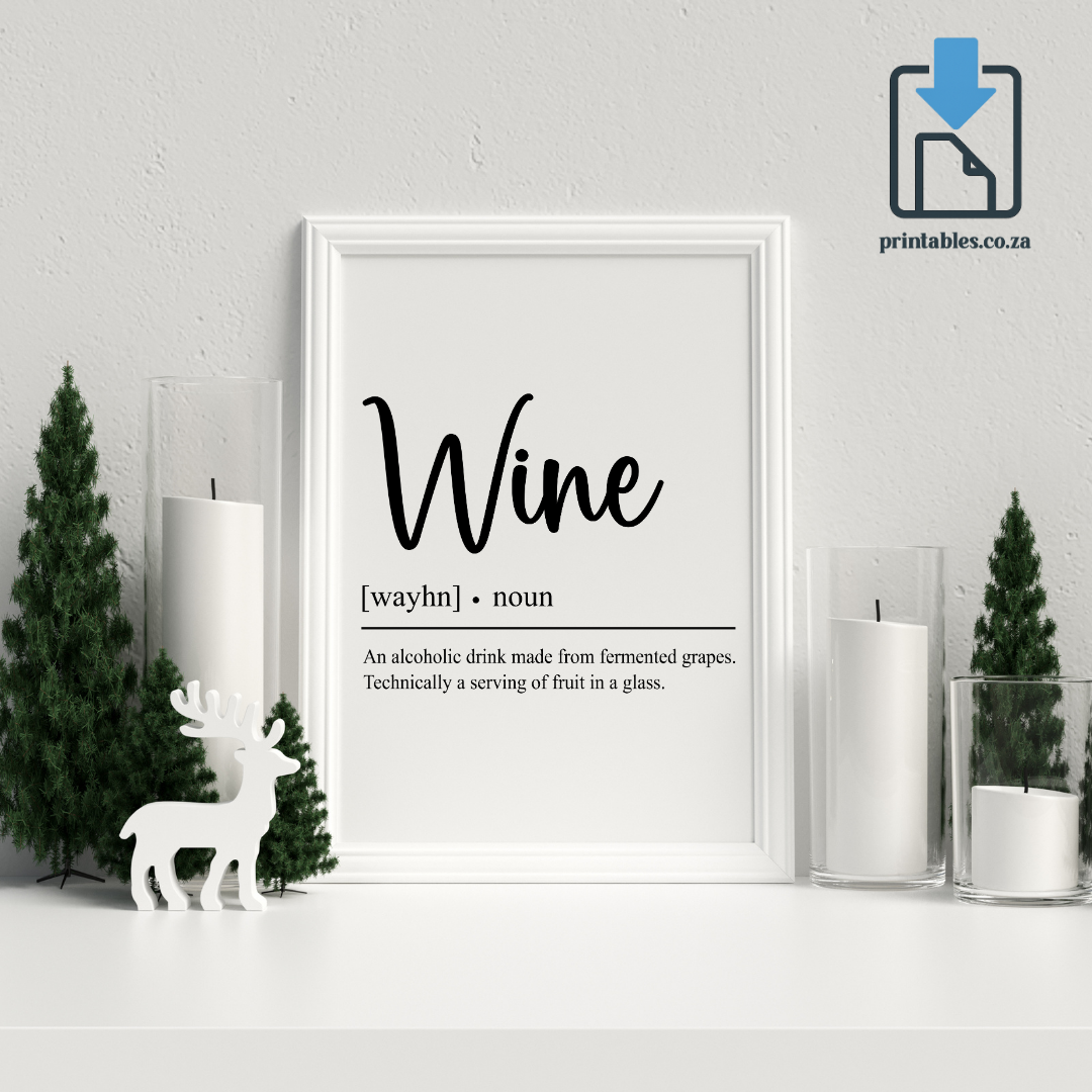 Wine Calligraphy Definition Wall Art, Wine Quote Decor, Printable Wall Art Gift for Home, PRINTABLE Wall Art, Digital Download (Copy)