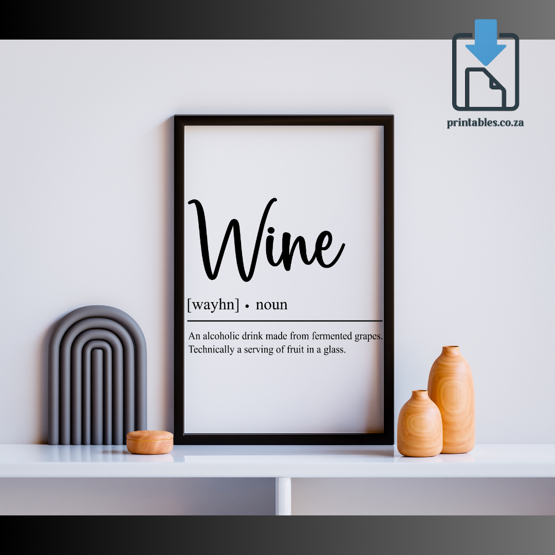 Wine Calligraphy Definition Wall Art, Wine Quote Decor, Printable Wall Art Gift for Home, PRINTABLE Wall Art, Digital Download (Copy)