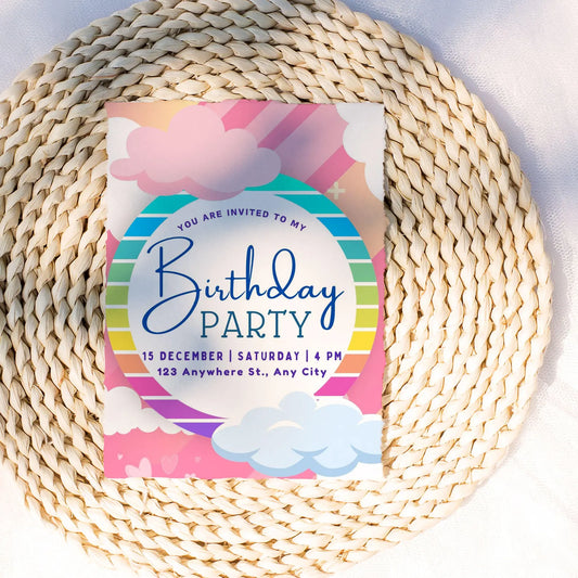 Bright Rainbow Invitation – Colourful Kids Birthday Printable