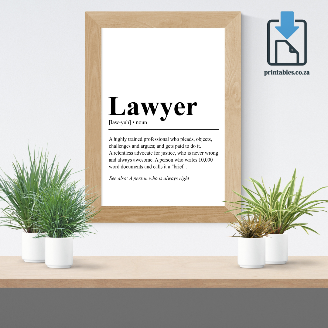 Lawyer Definition Wall Art, Lawyer Quote Decor, Printable Wall Art Gift for Home, PRINTABLE Wall Art, Digital Download